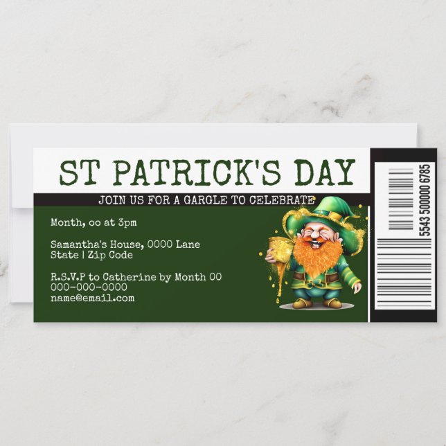 Lucky Irish Boarding pass biljett St patrick's day Inbjudningar (Framsida)