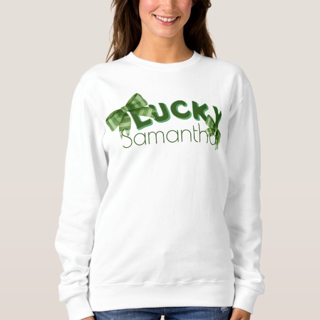 Lucky Irish Croquette Rand Bow T Shirt (Framsida)