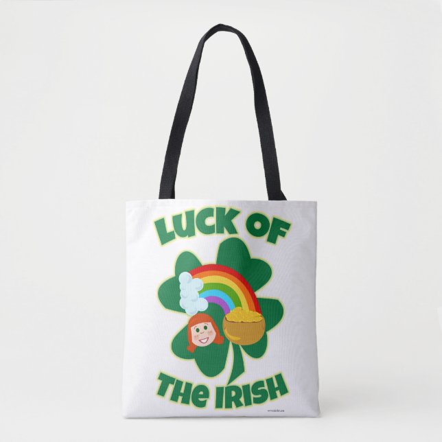 Lucky Irish Cute Shamrock Tecknad Tygkasse (Framsida)