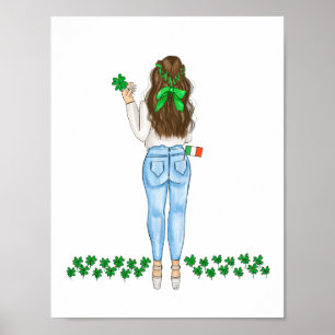 Lucky Irish Female Fyrklöver Art Poster