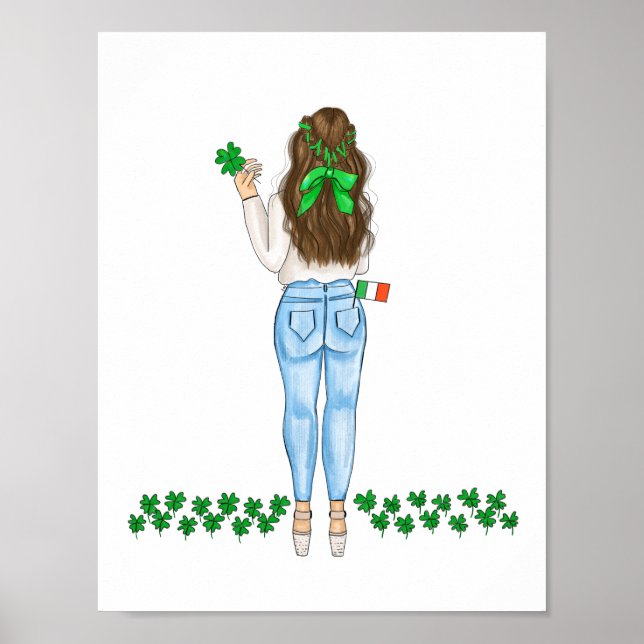 Lucky Irish Female Fyrklöver Art Poster (Framsidan)
