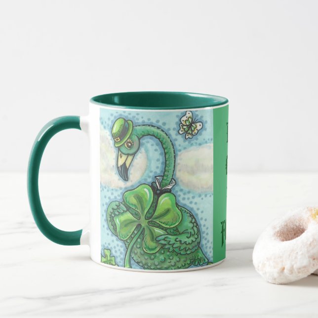 Lucky Irish Flamingo ST. PATRICK'S DAY MUGG grönt (Med munk)