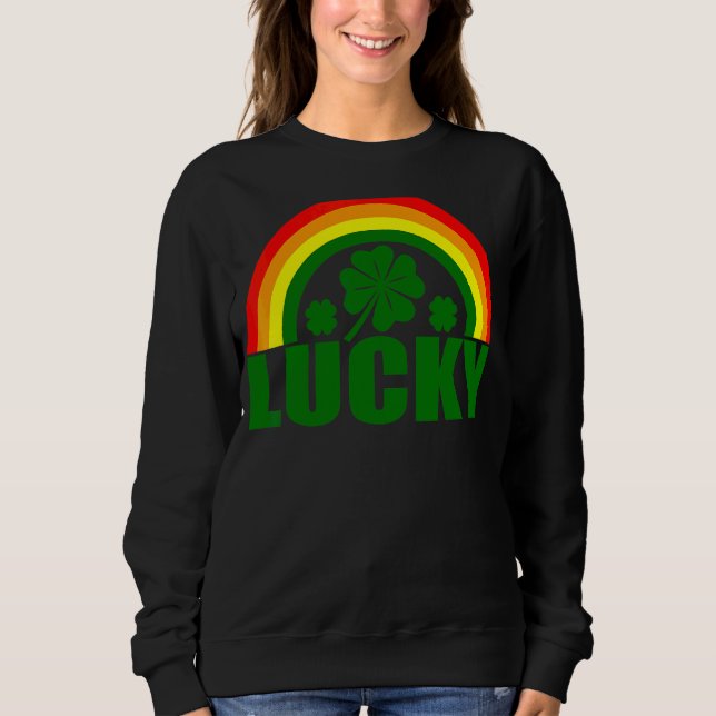 Lucky Irish Four Löv C St patrick's day Rainbow T Shirt (Framsida)