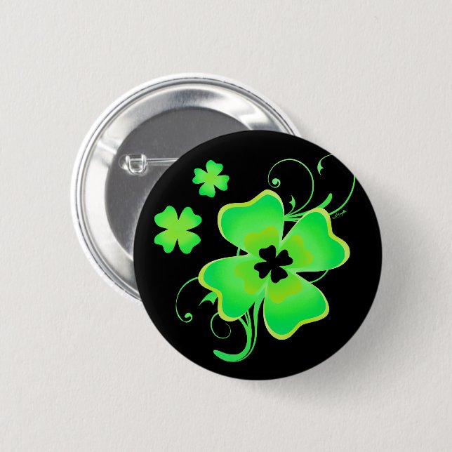 Lucky Irish Fyrklöver Button Knapp (Framsida & baksida)