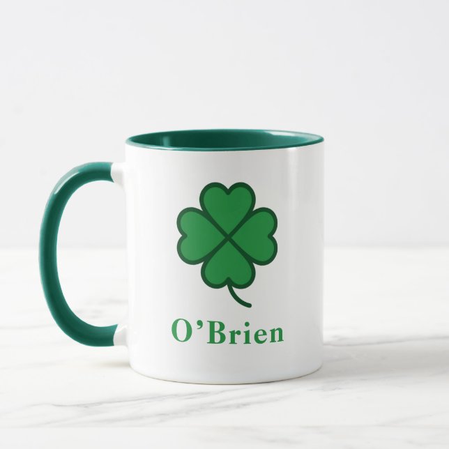 Lucky Irish Green Clover Personalized Coffee Mug Mugg (Vänster)
