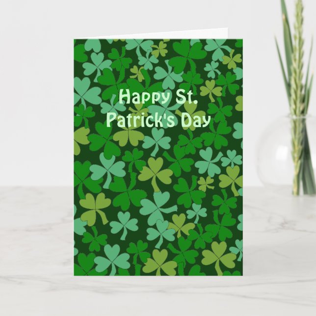 Lucky Irish Grönt Shamrocks Anpassningsbar Kort (Framsida)