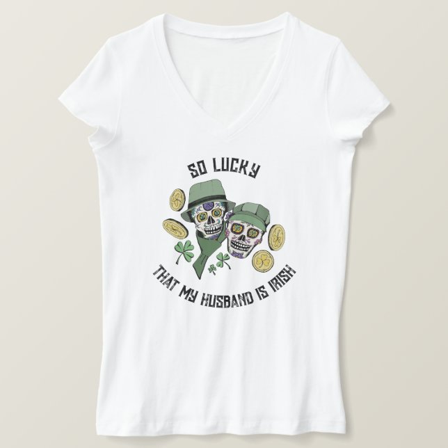 Lucky Irish Kärlek Gift for Wife Irish Sugar Döska T Shirt (Design framsida)