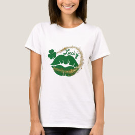 Lucky Irish Kiss Grönt Guld St patricks day T Shirt