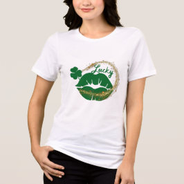 Lucky Irish Kiss Grönt Guld St patricks day T Shirt