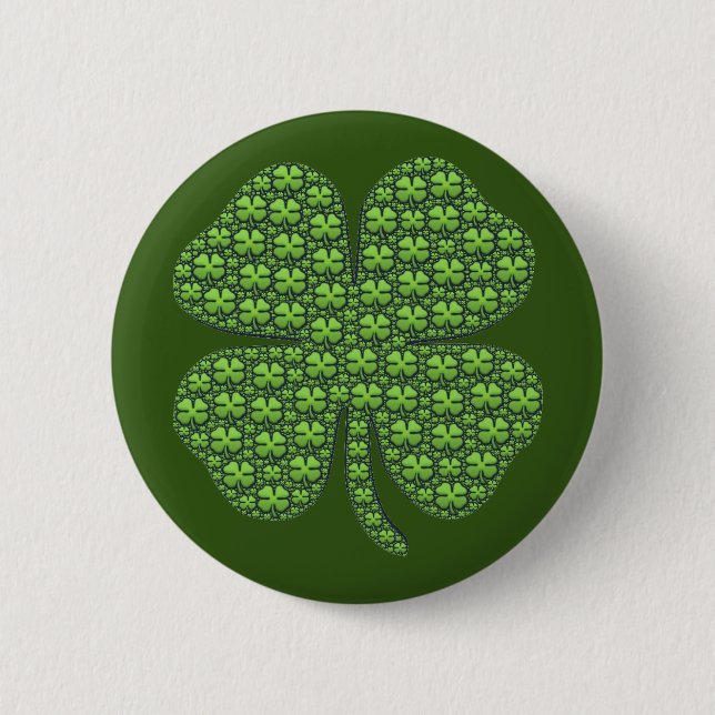 Lucky Irish Klöver Mörk grönt Knapp (Framsida)