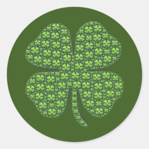 Lucky Irish Klöver Mörk grönt Runt Klistermärke