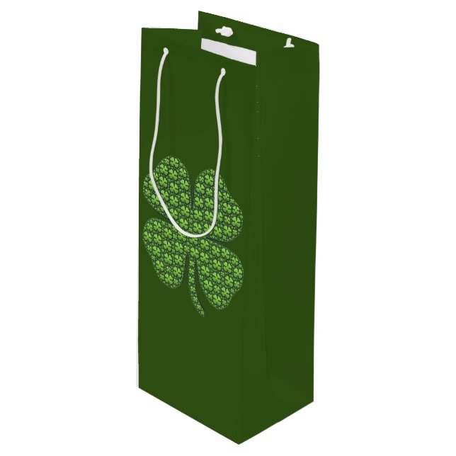 Lucky Irish Klöver Mörk grönt Vin Gift Bag (Framsidan Vinklad)