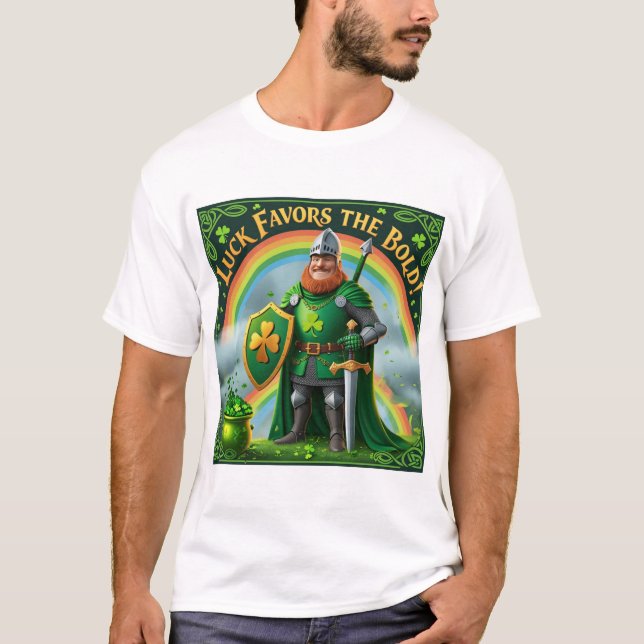 Lucky Irish Knight - St. Patrick's Day T Shirt (Framsida)