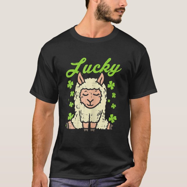 Lucky Irish Llama Shamrock St Patrick Day Animal G T Shirt (Framsida)