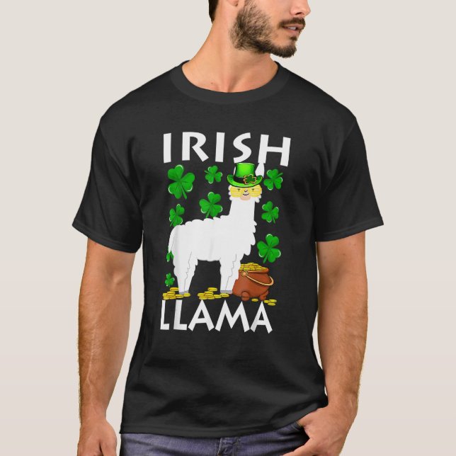 Lucky Irish Llama Shamrock St Patrick Day Animal G T Shirt (Framsida)