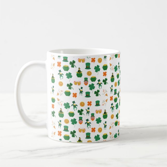 Lucky Irish mönster symboler, saint patrick's day Kaffemugg (Vänster)