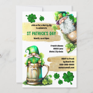 Lucky Irish ölleprechaun gnome shamrock klöver Inbjudningar