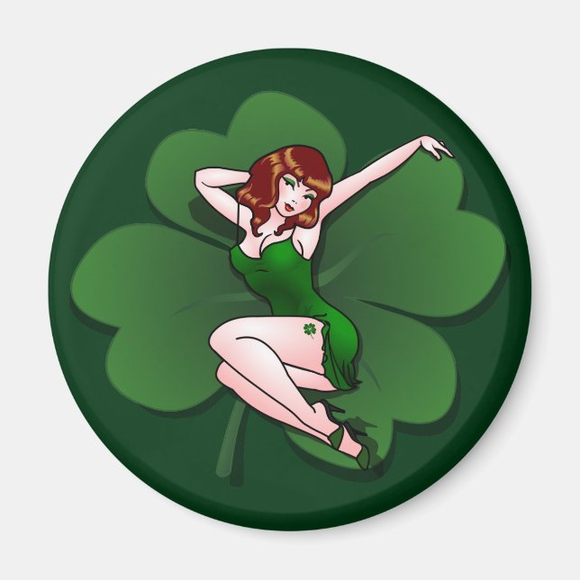Lucky Irish Pin Up Girl Fridge Magnet Lucky Gifts (Framsidan)