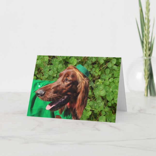 Lucky Irish Setter St. Patrick's Day Greeting Card Kort (Framsida)