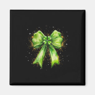 Lucky Irish Shamrock Coquette Bow St. Patrick's Da Magnet