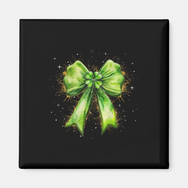Lucky Irish Shamrock Coquette Bow St. Patrick's Da Magnet (Framsidan)
