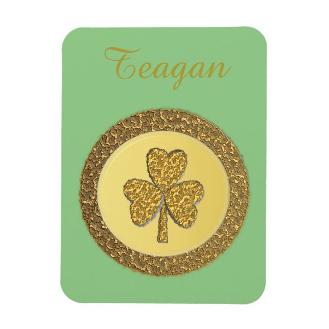 Lucky Irish Shamrock Guld Coin Anpassningsbar Magnet (Vertikal)