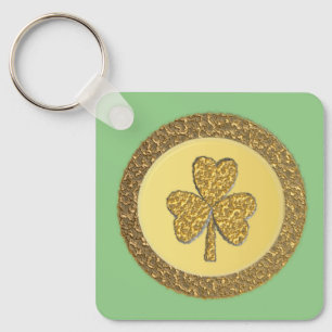 Lucky Irish Shamrock Guld Coin Anpassningsbar Nyckelring