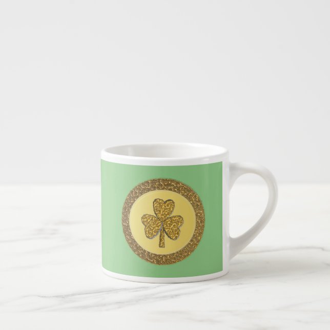 Lucky Irish Shamrock Guld Coin Espressomugg (Höger)
