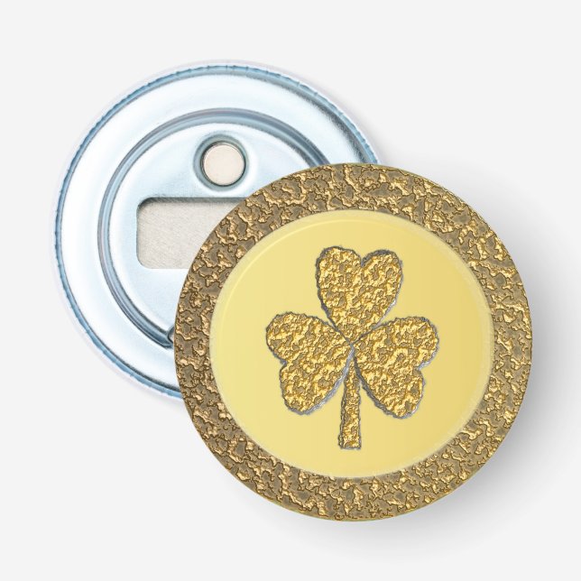 Lucky Irish Shamrock Guld Coin Flasköppnare (Framsidan)