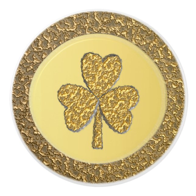 Lucky Irish Shamrock Guld Coin Knopp (Framsidan)