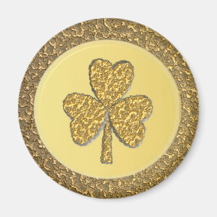 Lucky Irish Shamrock Guld Coin Magnet