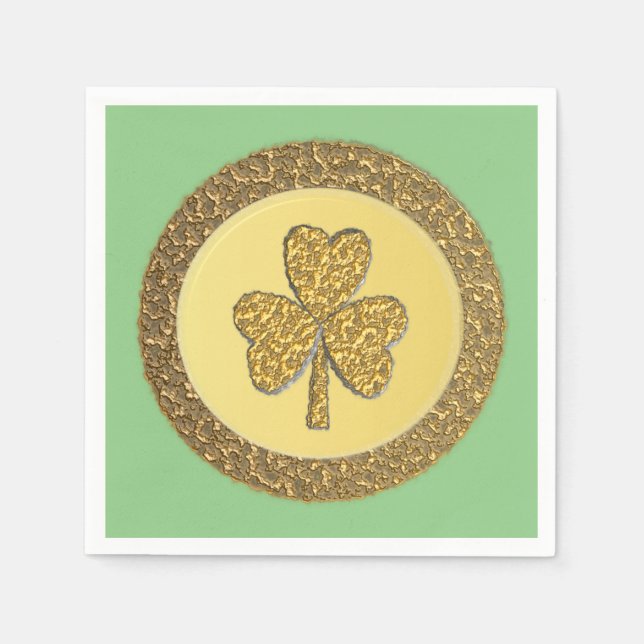 Lucky Irish Shamrock Guld Coin Pappersservett (Framsidan)