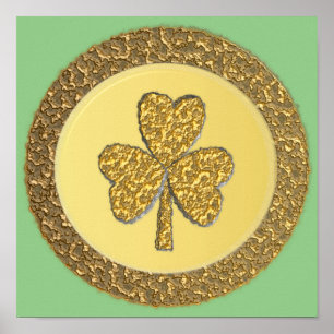 Lucky Irish Shamrock Guld Coin Poster