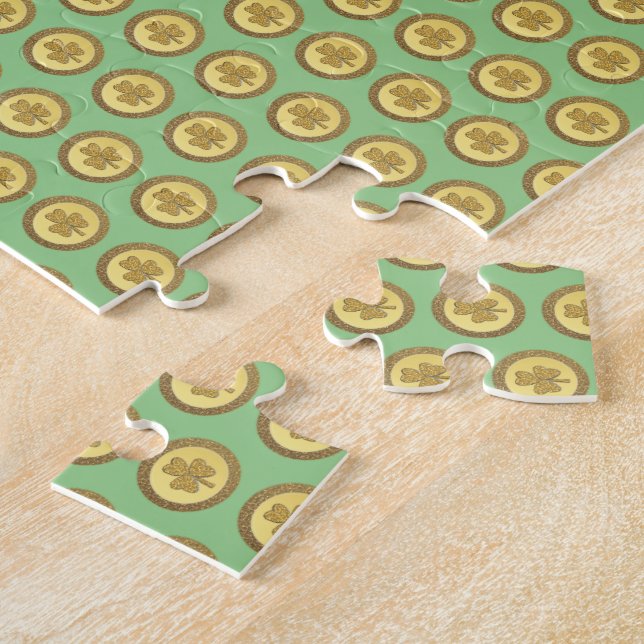Lucky Irish Shamrock Guld Coin Pussel (Sidan)