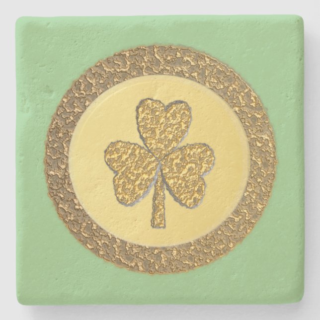 Lucky Irish Shamrock Guld Coin Stenunderlägg (Framsidan)