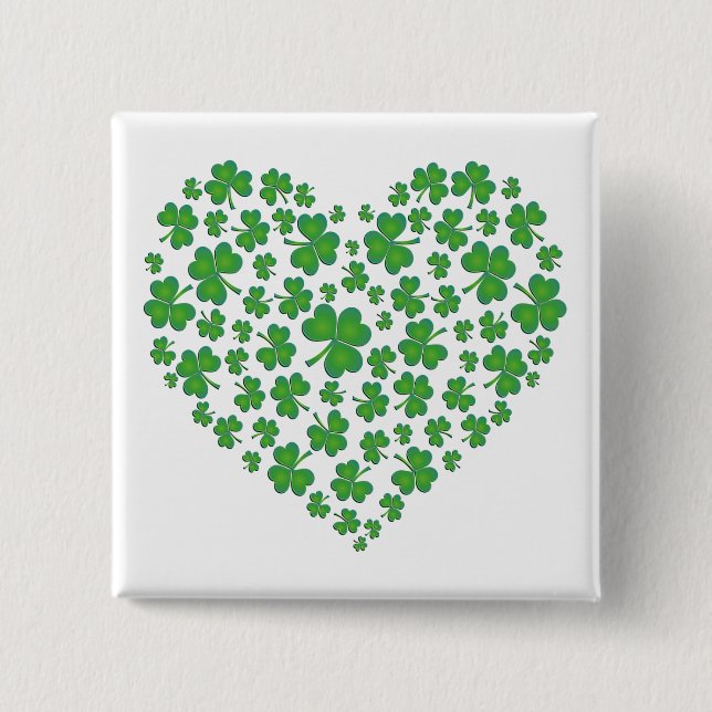 Lucky Irish Shamrock Heart Knapp (Framsida)
