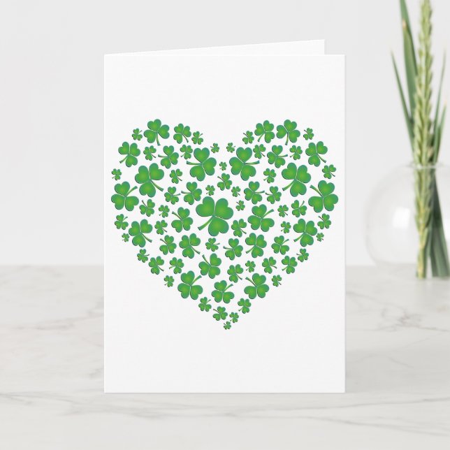 Lucky Irish Shamrock Heart Kort (Framsida)