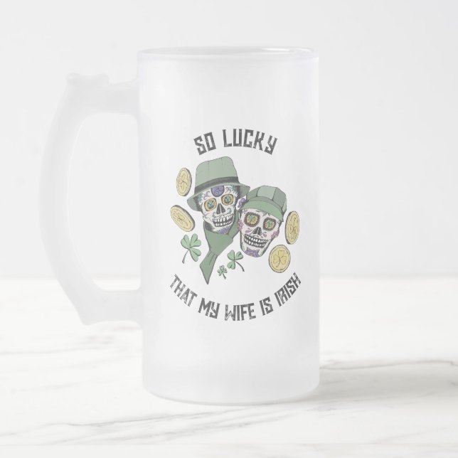 Lucky Irish Sugar Döskallars St patrick's day Frostat Ölglas (Vänster)
