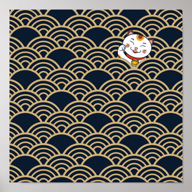 Lucky Japansk Calico Cat | Maneki Neko Poster (Framsidan)