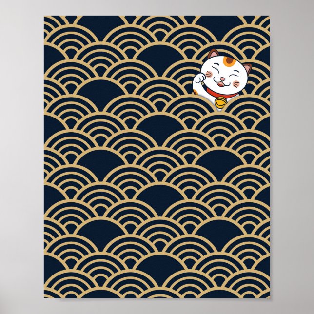 Lucky Japansk Calico Cat | Maneki Neko Poster (Framsidan)