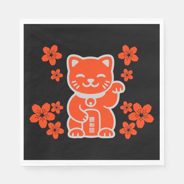 Lucky Japanska Maneki-neko Pappersservett (Framsidan)
