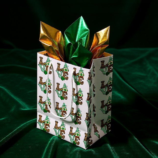 Lucky Kärlek Gnome St. Patrick's Day (Lucky Love Gnome St. Patrick’s Day Medium Gift Bag)