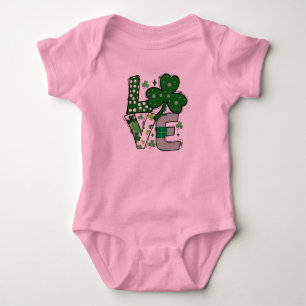 Lucky KÄRLEK St. Patrick's Day Baby Bodykostym T Shirt