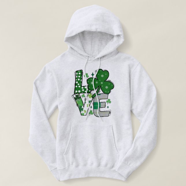 Lucky KÄRLEK St. Patrick's Day Hoodie T Shirt (Design framsida)