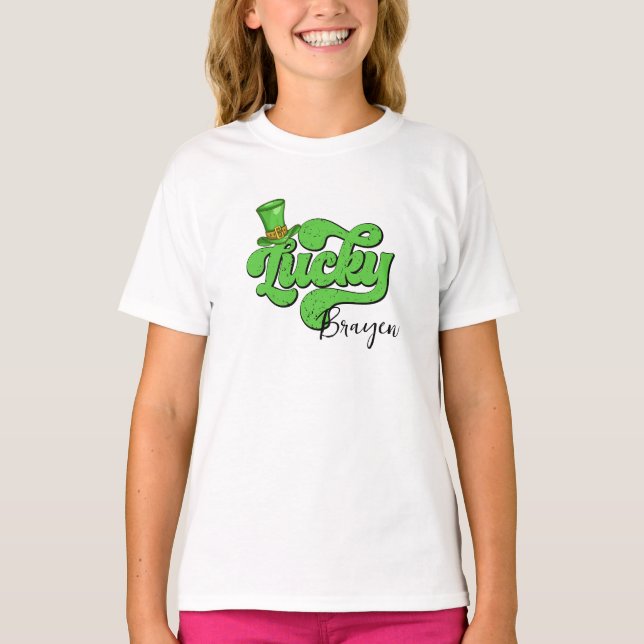 Lucky Kid - St. Patrick's Day Shamrock T-Shirt (Framsida)