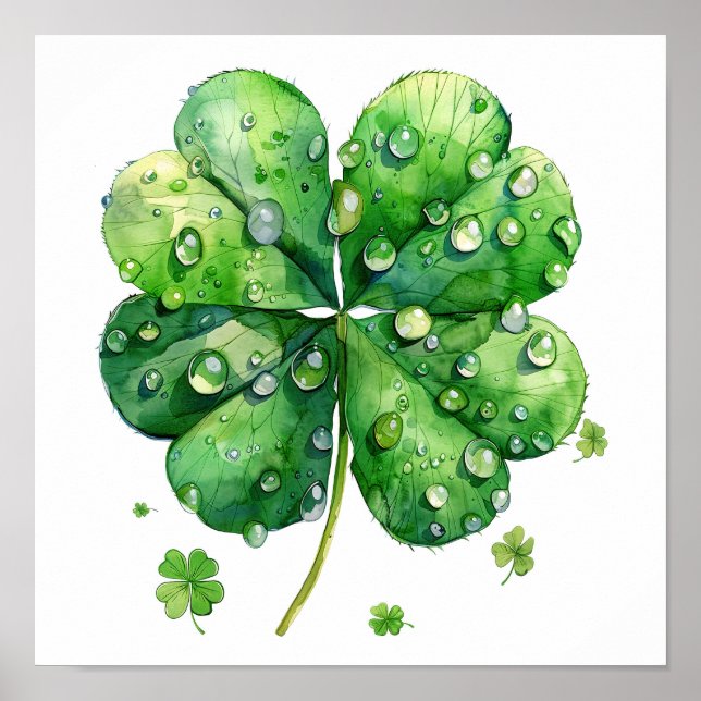 Lucky Klöver Art Print, Botaniskt väggkonst (Framsidan)