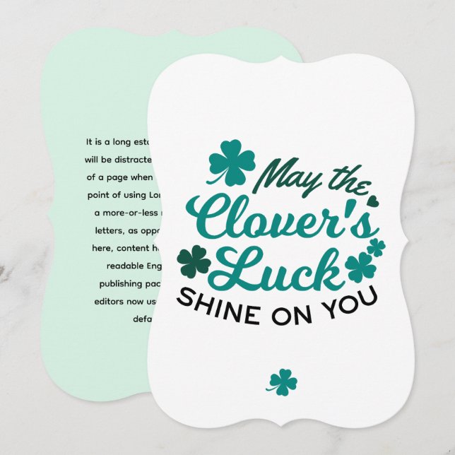 Lucky Klöver Charm - May Klöver Tur Shine Inbjudningar (Fram/baksida)