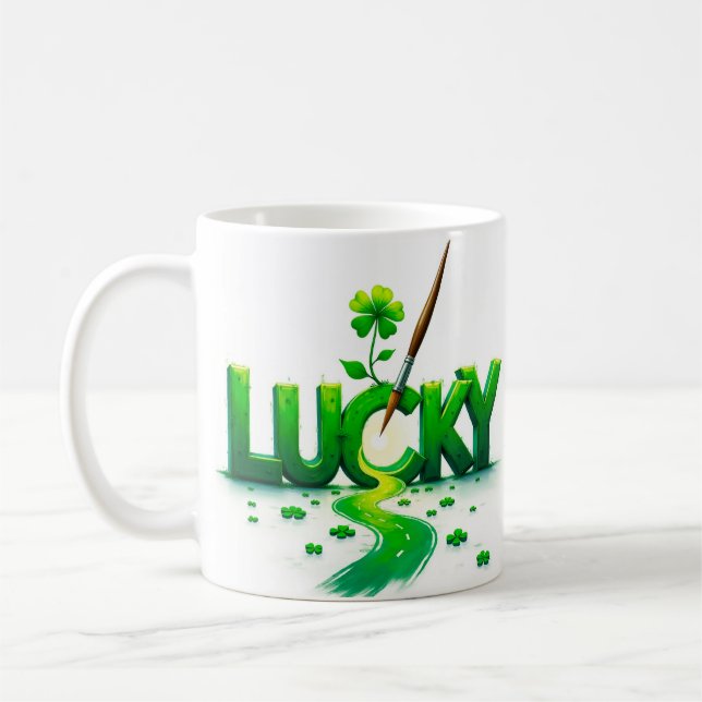 Lucky Klöver Design för St. Patrick's Day Kaffemugg (Vänster)