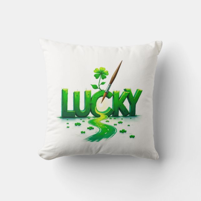 Lucky Klöver Design för St. Patrick's Day Kudde (Framsida)
