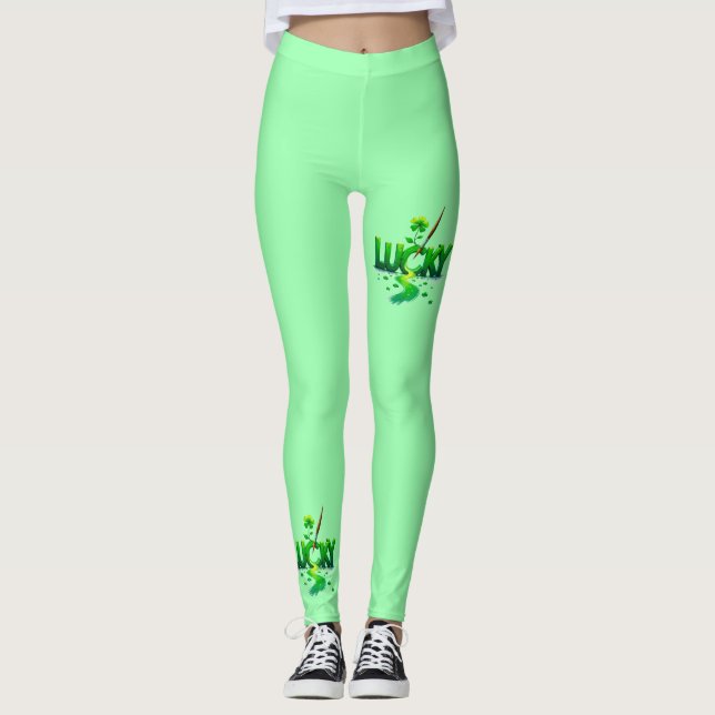 Lucky Klöver Design för St. Patrick's Day Leggings (Framsida)